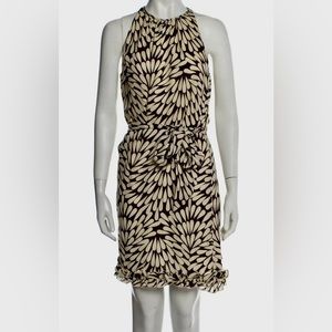 Tory Burch ivory brown sun dress sz 6 sleeveless silk short dress